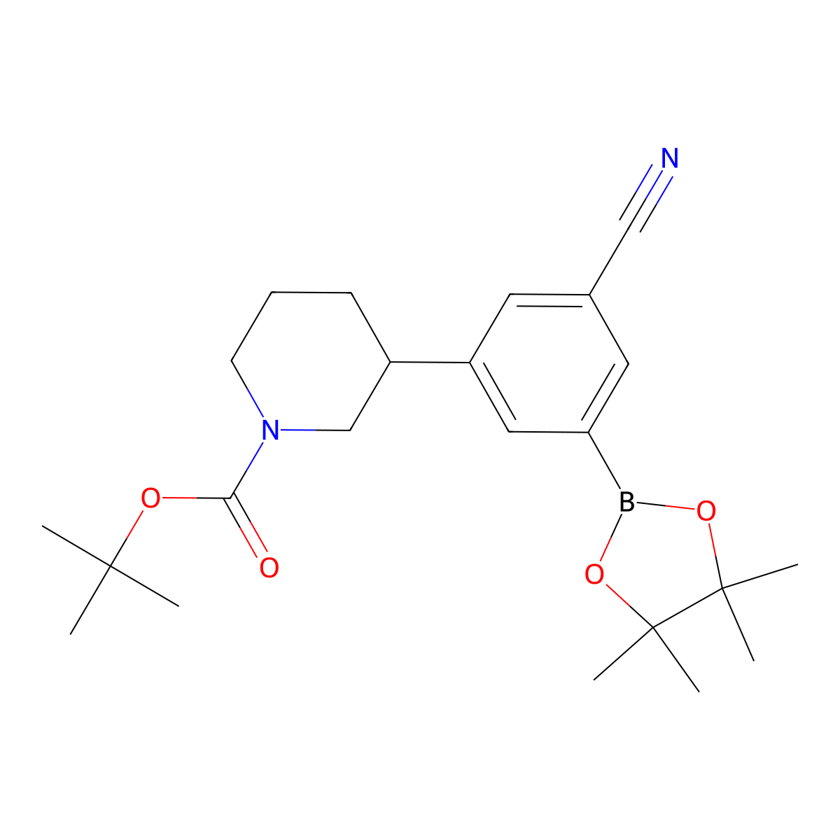 3-(N-Boc-Piperidin-3-yl)-5-cyanophenylboronic acid pinacol ester molecular structure, CAS 2223005-51-2