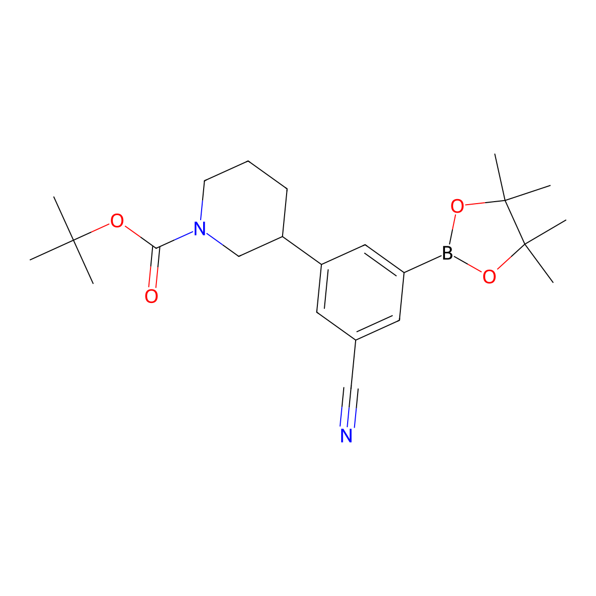 3-(N-Boc-Piperidin-3-yl)-5-cyanophenylboronic acid pinacol ester molecular structure, CAS 2223005-51-2