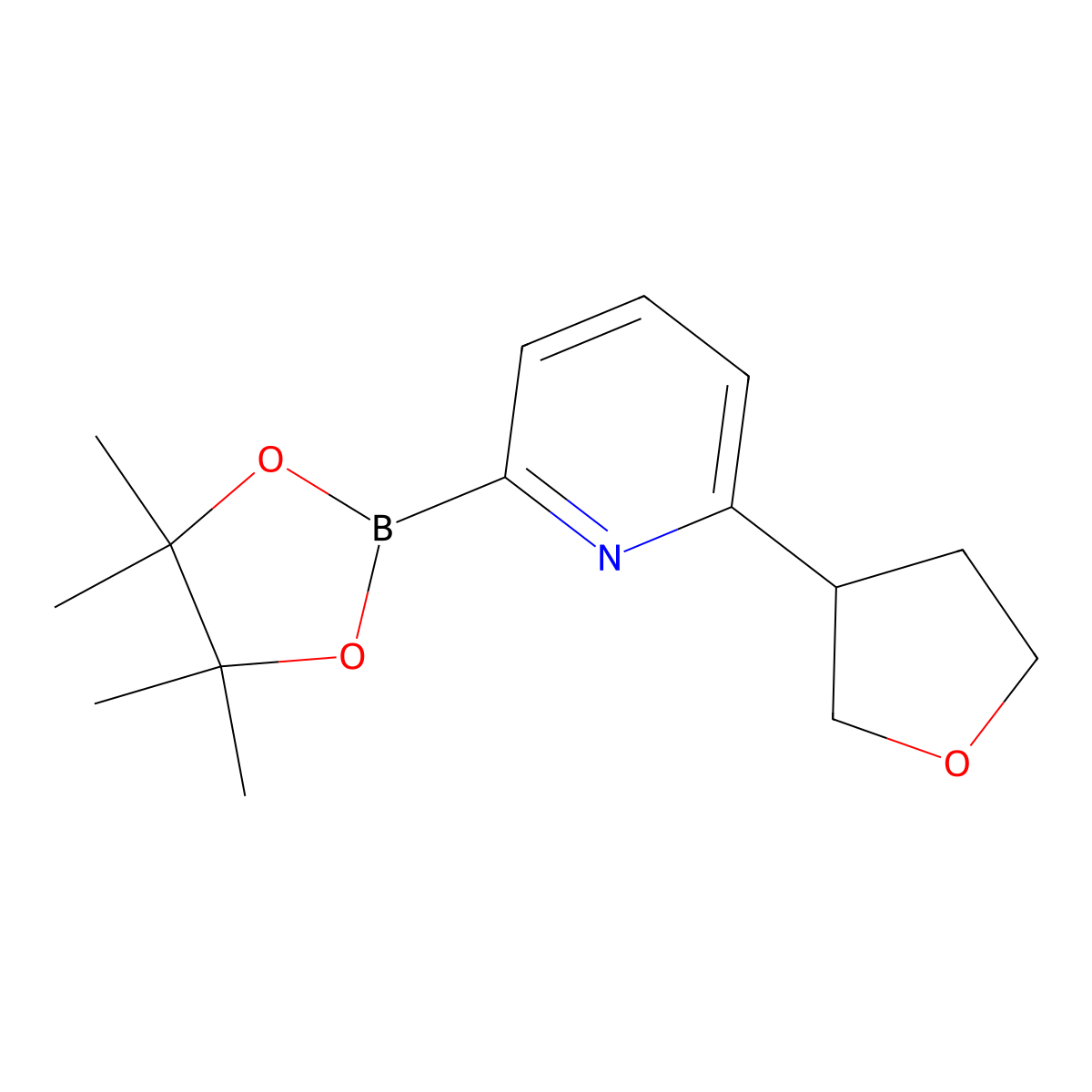 2-(Tetrahydrofuran-3-yl)-6-(4,4,5,5-tetramethyl-1,3,2-dioxaborolan-2-yl)pyridine molecular structure, CAS 2223005-61-4