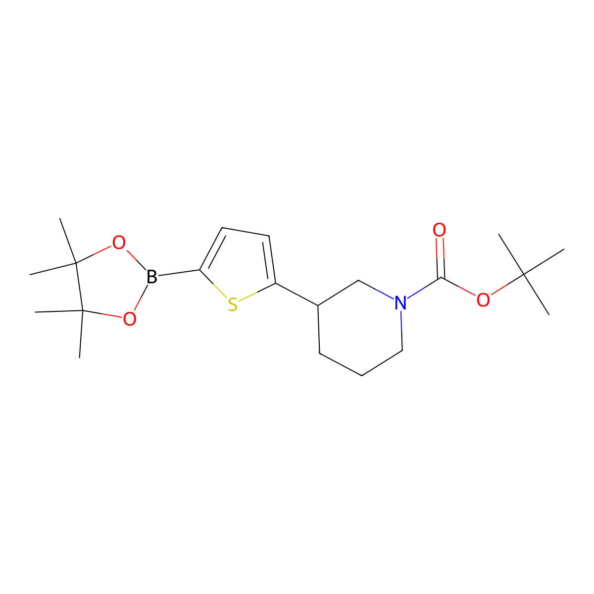 5-(N-Boc-piperidin-3-yl)thiophene-2-boronic acid pinacol ester molecular structure, CAS 2223005-67-0