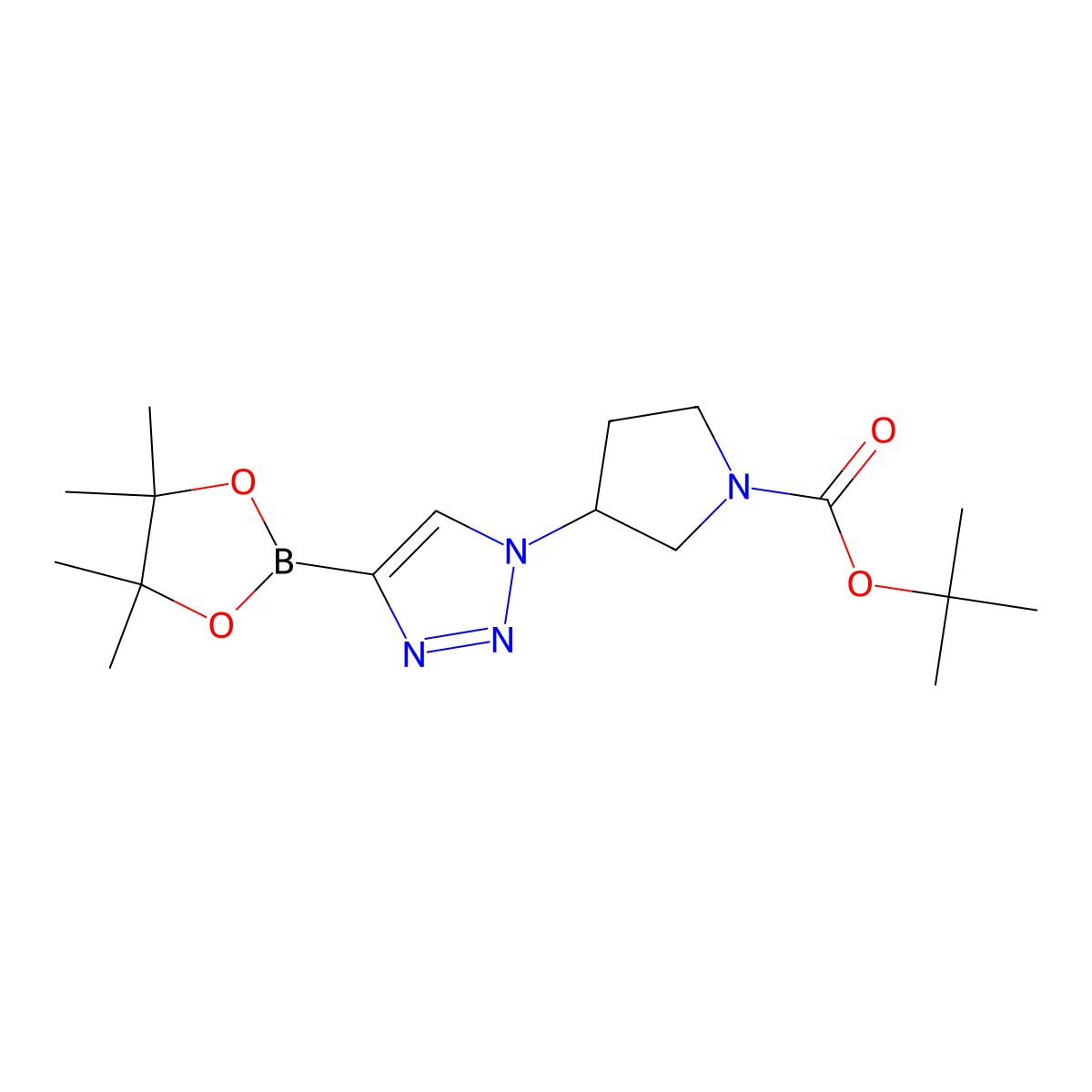 1-(N-Boc-pyrrolidin-3-YL)-4-(tetramethyl-1,3,2-dioxaborolan-2-YL)-1H-1,2,3-triazole molecular structure, CAS 2223005-82-9