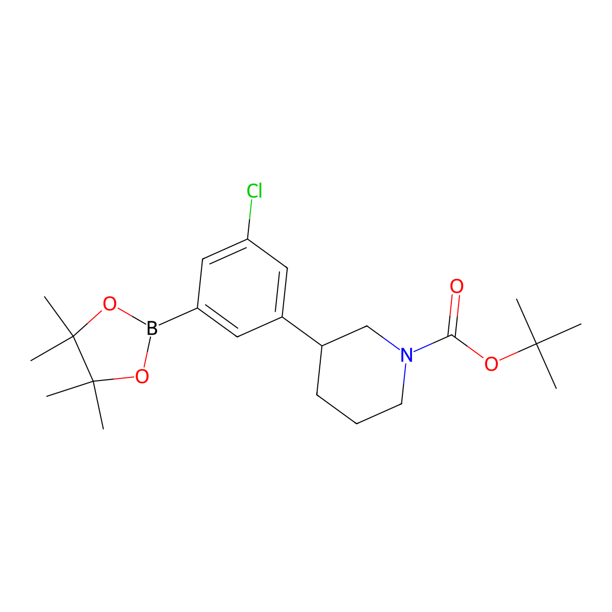 3-(N-Boc-Piperidin-3-yl)-5-chlorophenylboronic acid pinacol ester molecular structure, CAS 2223005-83-0