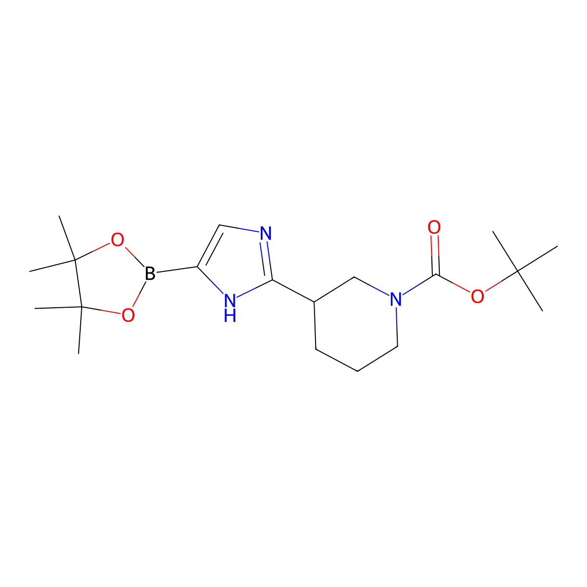 2-(N-Boc-Piperidin-3-yl)imidazole-4-boronic acid pinacol ester molecular structure, CAS 2223005-97-6