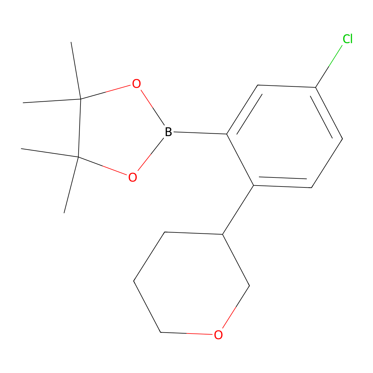 5-Chloro-2-(oxan-3-yl)phenylboronic acid pinacol ester molecular structure, CAS 2223005-98-7