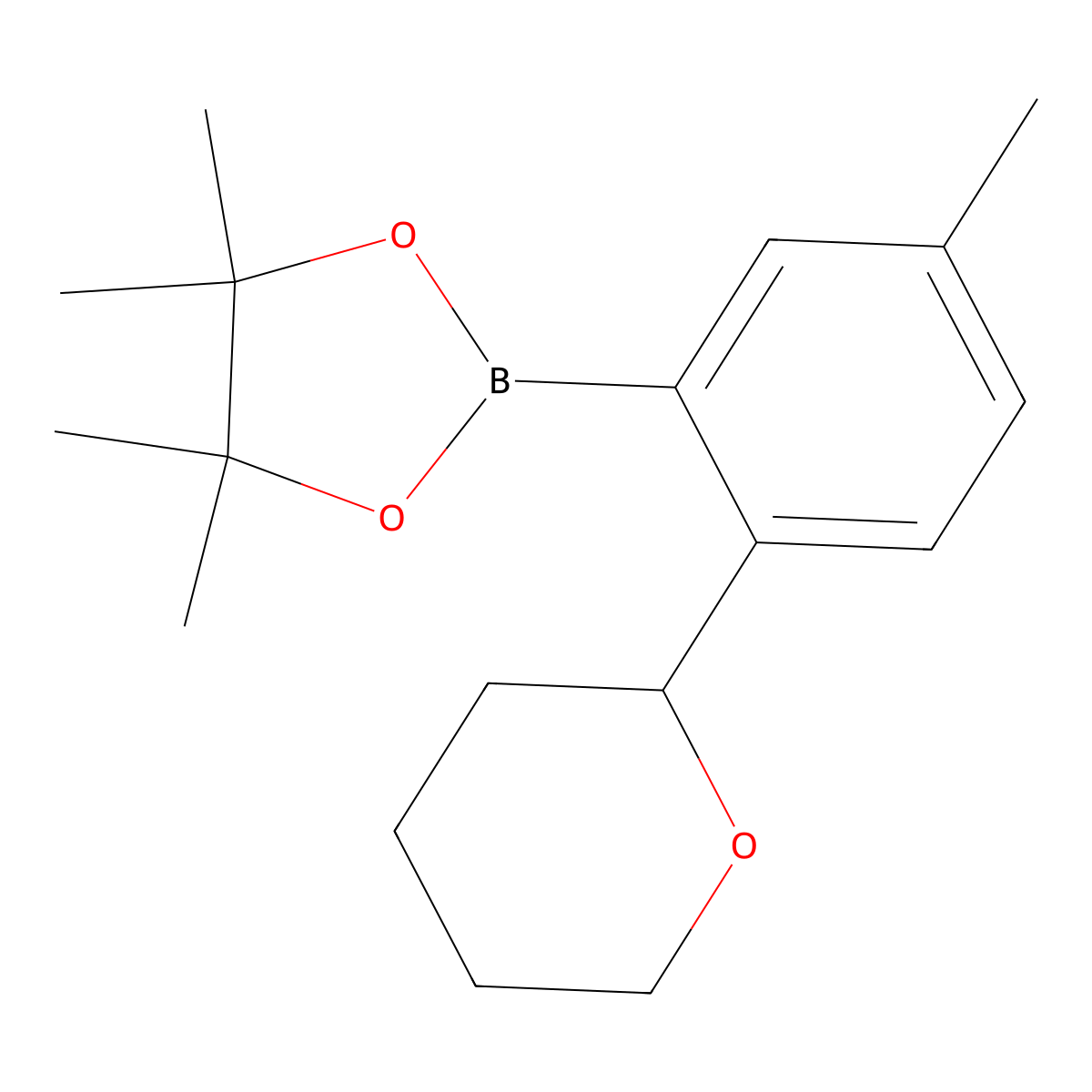 2-(Oxan-2-yl)-5-methylphenylboronic acid pinacol ester molecular structure, CAS 2223006-00-4