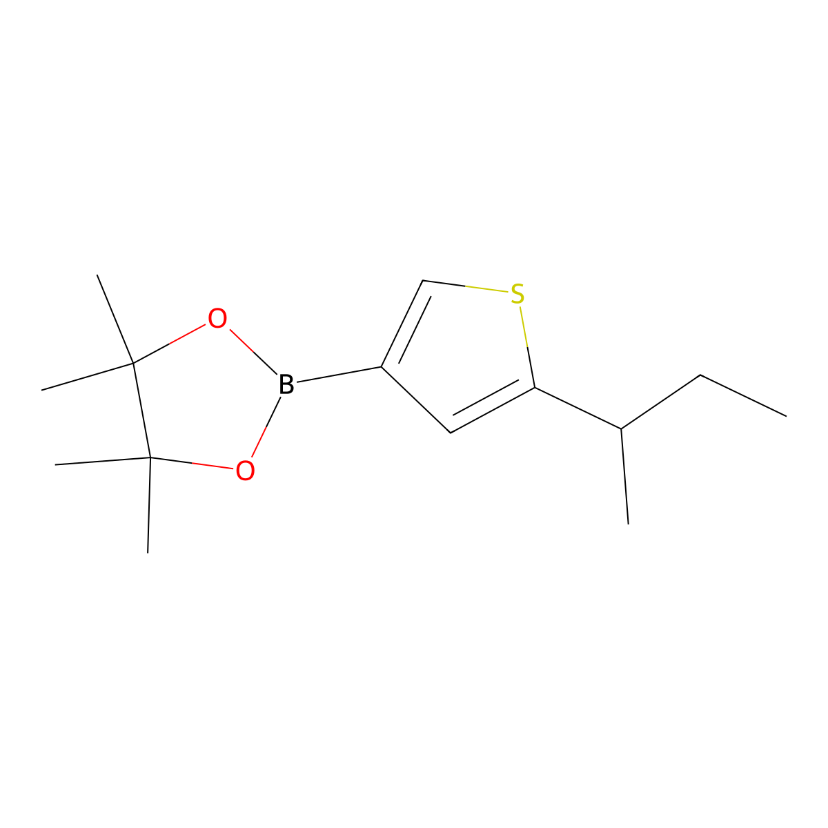 2-(sec-Butyl)thiophene-4-boronic acid pinacol ester molecular structure, CAS 2223006-06-0