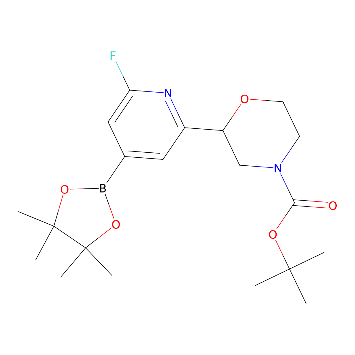 2-(4-Boc-morpholin-2-yl)-6-fluoropyridine-4-boronic Acid Pinacol Ester molecular structure, CAS 2223006-14-0