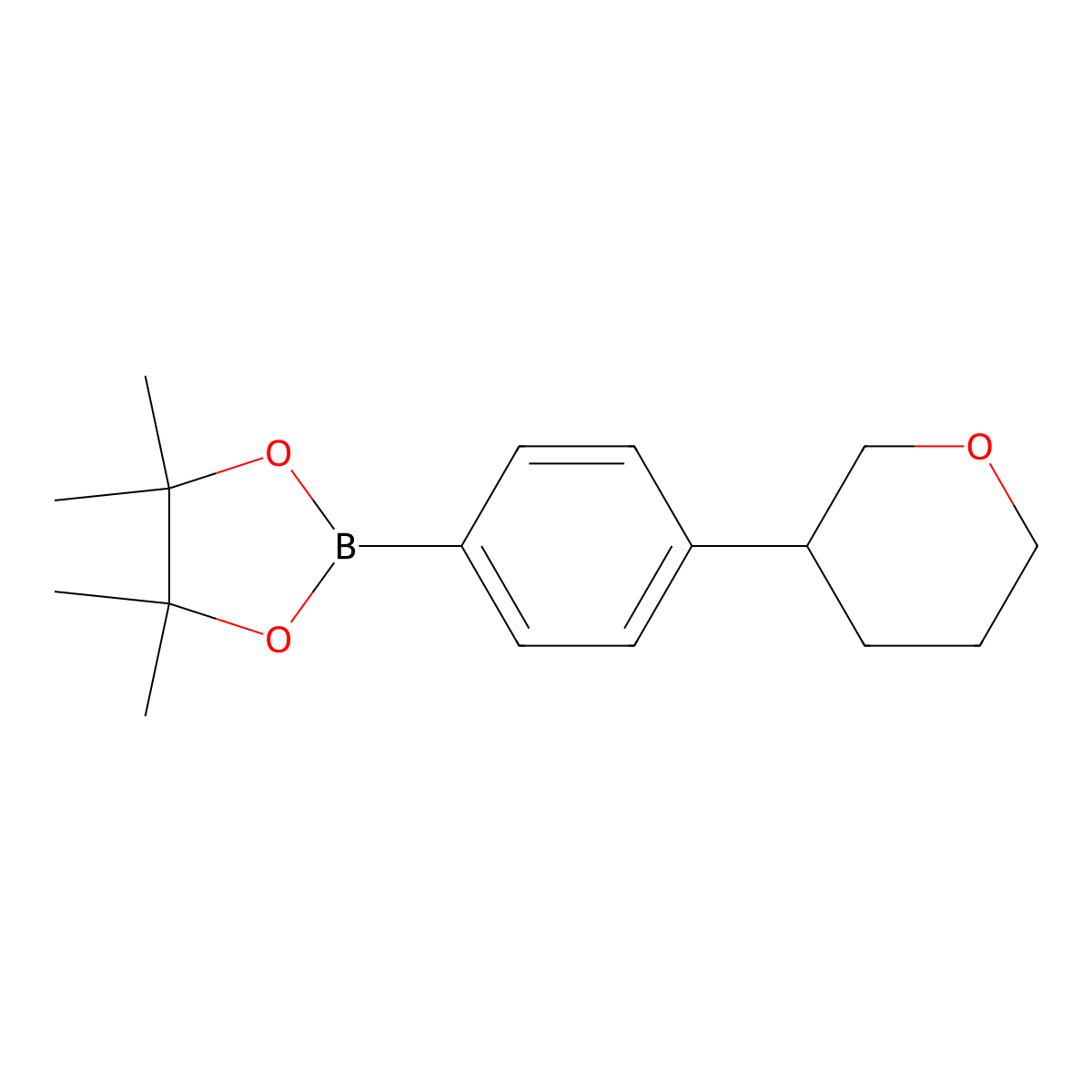 4,4,5,5-Tetramethyl-2-[4-(oxan-3-yl)phenyl]-1,3,2-dioxaborolane molecular structure, CAS 2223006-17-3