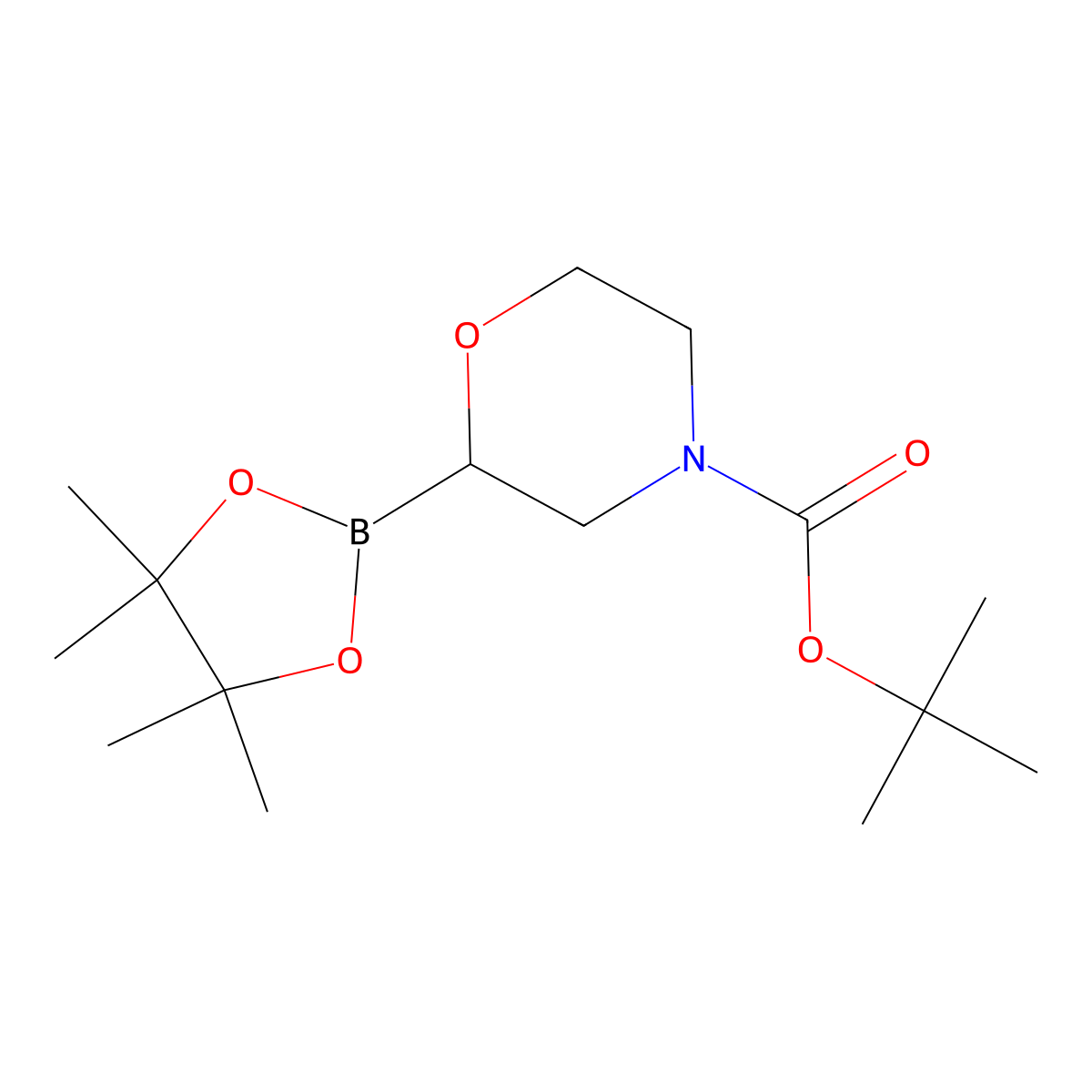 Tert-butyl 2-(tetramethyl-1,3,2-dioxaborolan-2-yl)morpholine-4-carboxylate molecular structure, CAS 2223006-19-5