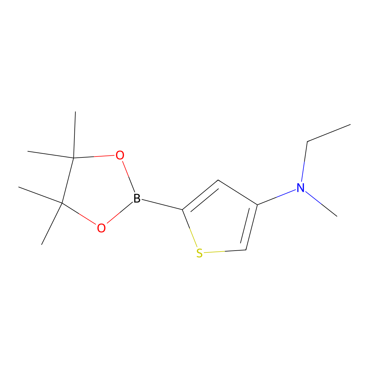 4-(Methylethylamino)thiophene-2-boronic acid pinacol ester molecular structure, CAS 2223006-29-7