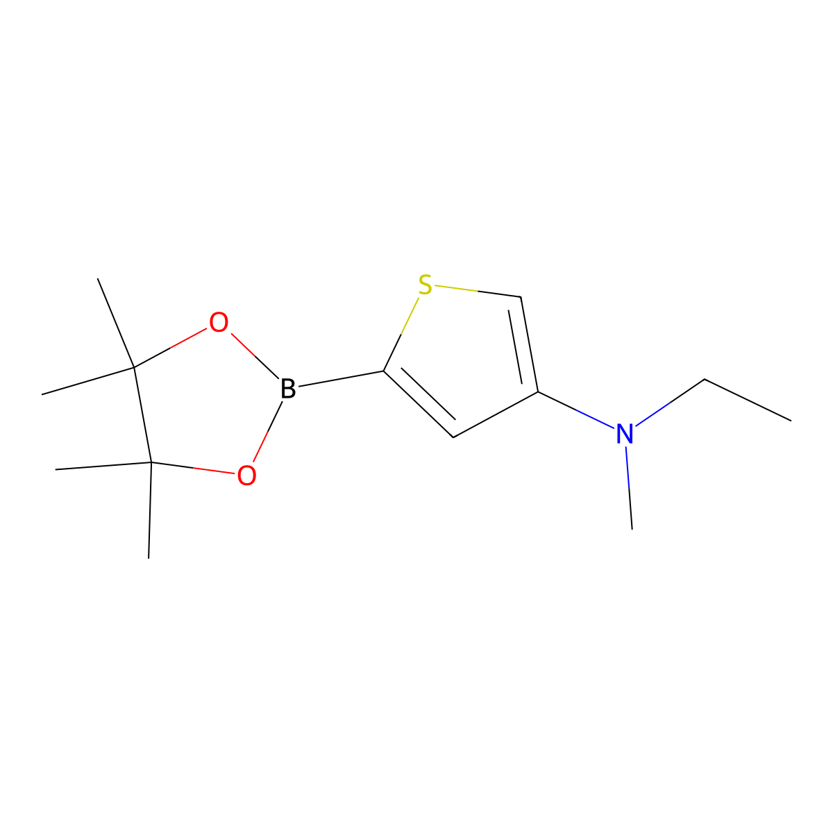 4-(Methylethylamino)thiophene-2-boronic acid pinacol ester molecular structure, CAS 2223006-29-7