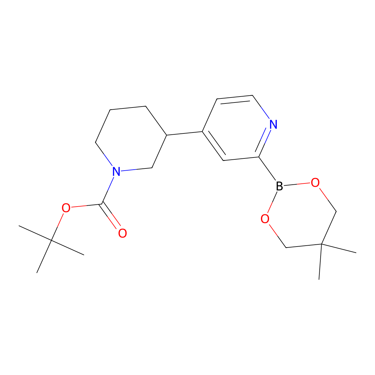 4-(N-Boc-Piperidin-3-yl)pyridine-2-boronic acid neopentylglycol ester molecular structure, CAS 2223006-34-4