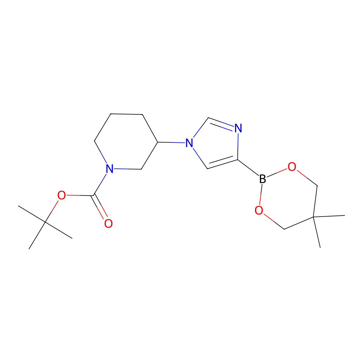 1-(N-Boc-Piperidin-3-yl)imidazole-4-boronic acid neopentylglycol ester molecular structure, CAS 2223006-44-6