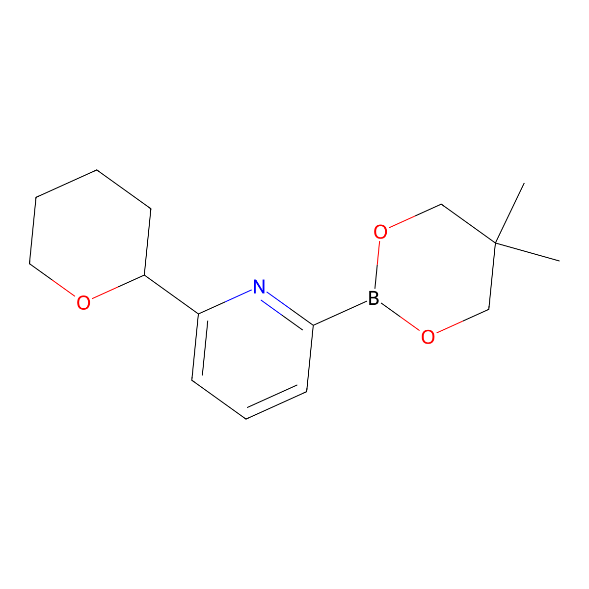 6-(Oxan-2-yl)pyridine-2-boronic acid neopentylglycol ester molecular structure, CAS 2223006-51-5