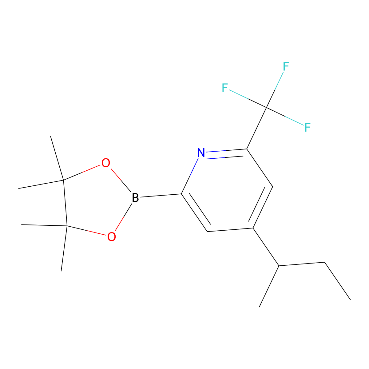 4-(sec-Butyl)-2-(4,4,5,5-tetramethyl-1,3,2-dioxaborolan-2-yl)-6-(trifluoromethyl)pyridine molecular structure, CAS 2223006-61-7