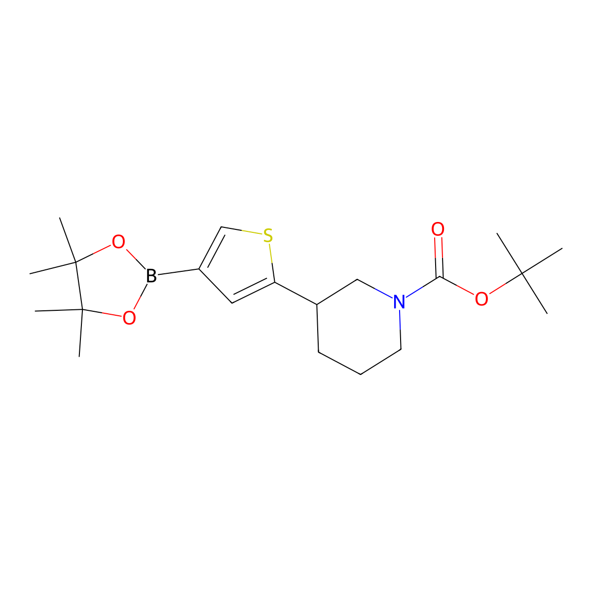 5-(N-Boc-piperidin-3-yl)thiophene-3-boronic acid pinacol ester molecular structure, CAS 2223006-67-3
