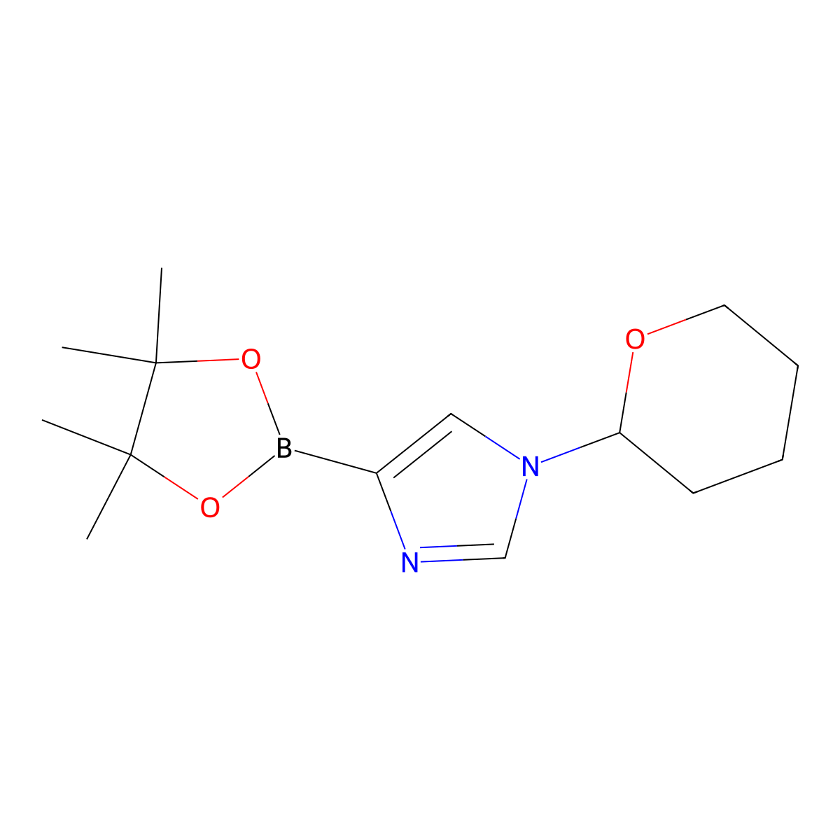 1-(Tetrahydro-2H-pyran-2-yl)-4-(4,4,5,5-tetramethyl-1,3,2-dioxaborolan-2-yl)-1H-imidazole molecular structure, CAS 2223006-68-4