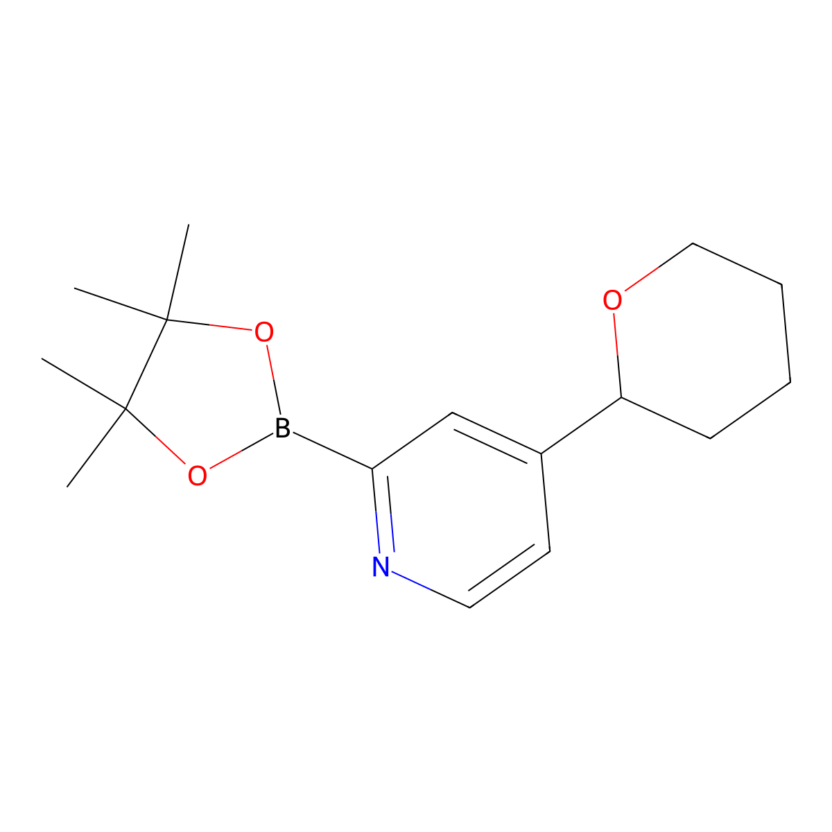 4-(Oxan-2-yl)pyridine-2-boronic acid pinacol ester molecular structure, CAS 2223006-73-1