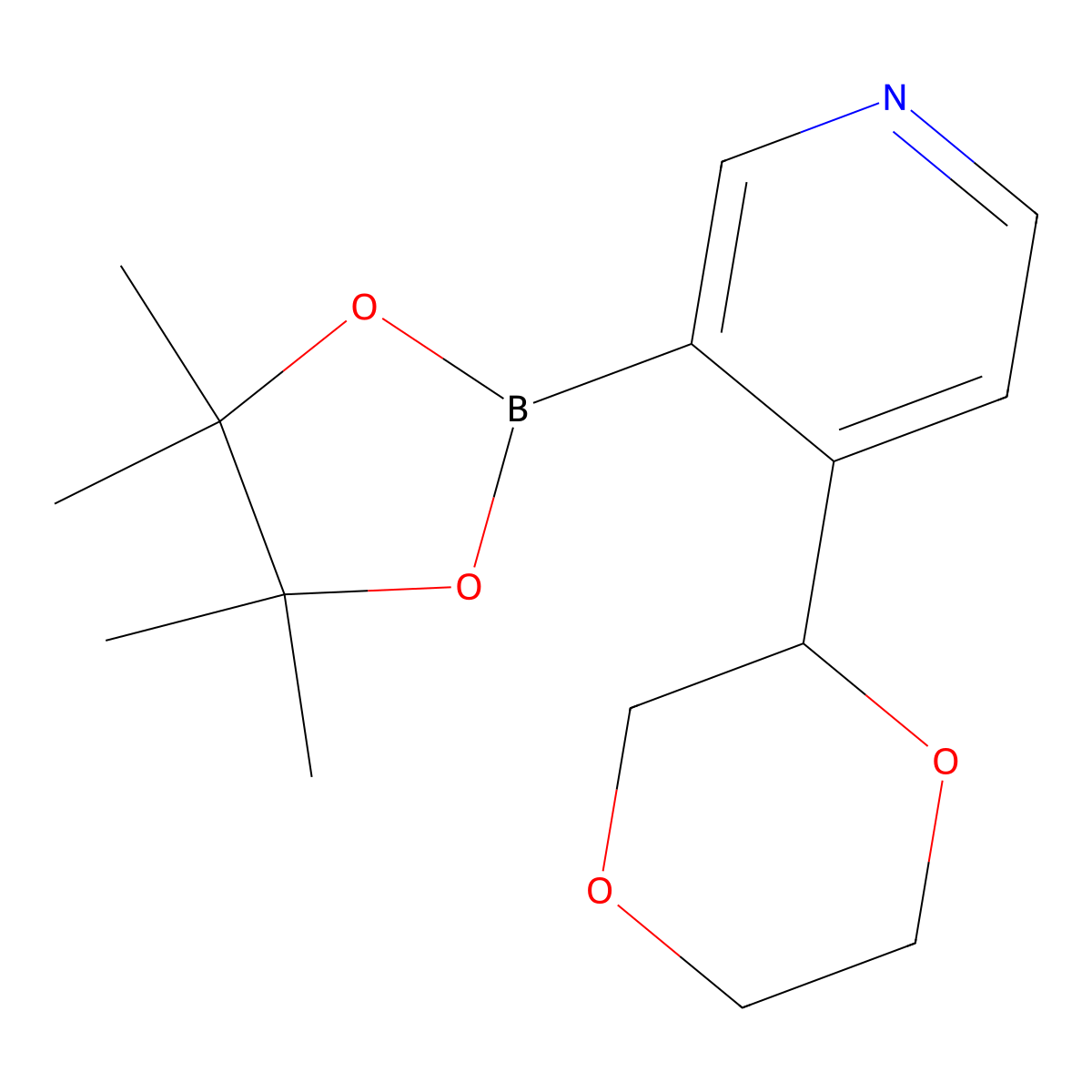 4-(1,4-Dioxan-2-yl)pyridine-3-boronic acid pinacol ester molecular structure, CAS 2223006-80-0