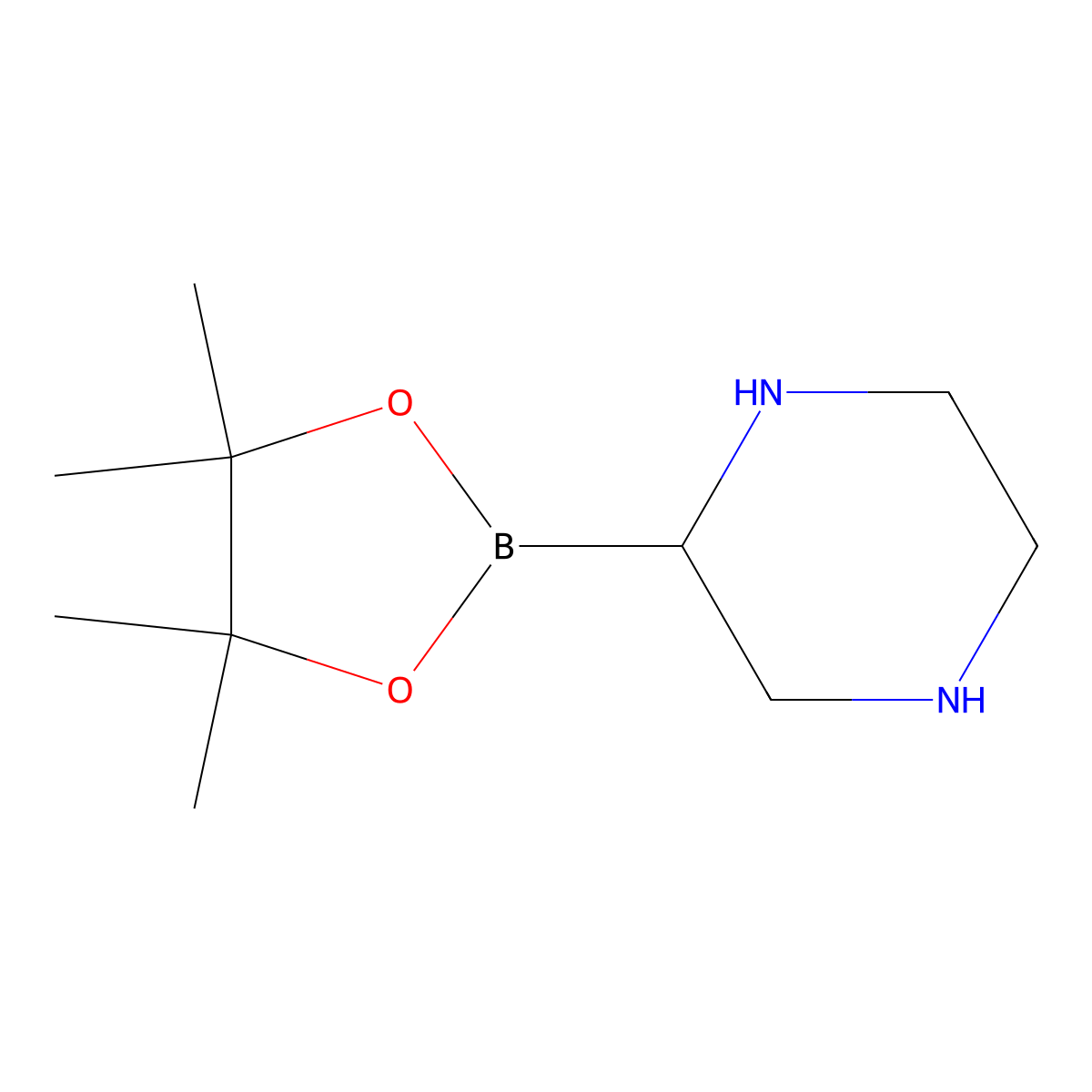 Piperazine-2-boronic acid pinacol ester molecular structure, CAS 2223006-88-8