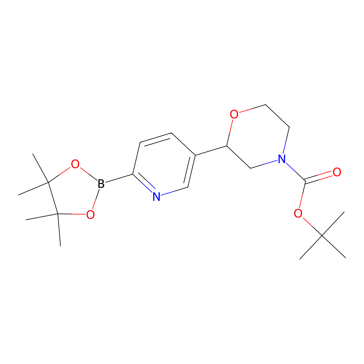 5-(N-Boc-morpholin-2-yl)pyridine-2-boronic acid pinacol ester molecular structure, CAS 2223006-90-2