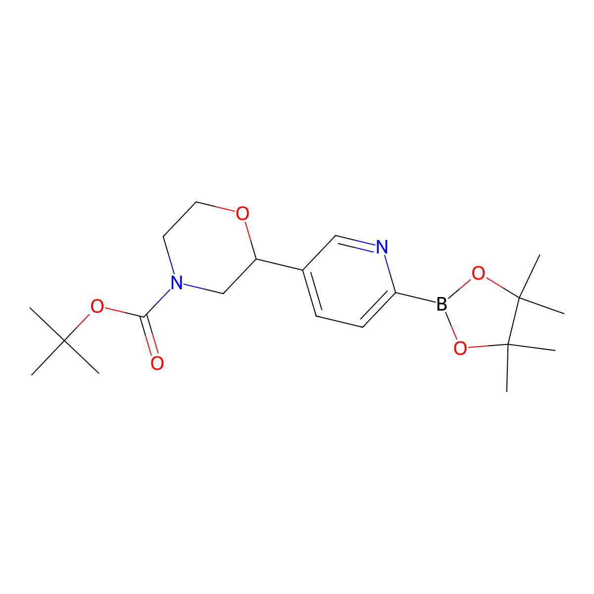 5-(N-Boc-morpholin-2-yl)pyridine-2-boronic acid pinacol ester molecular structure, CAS 2223006-90-2