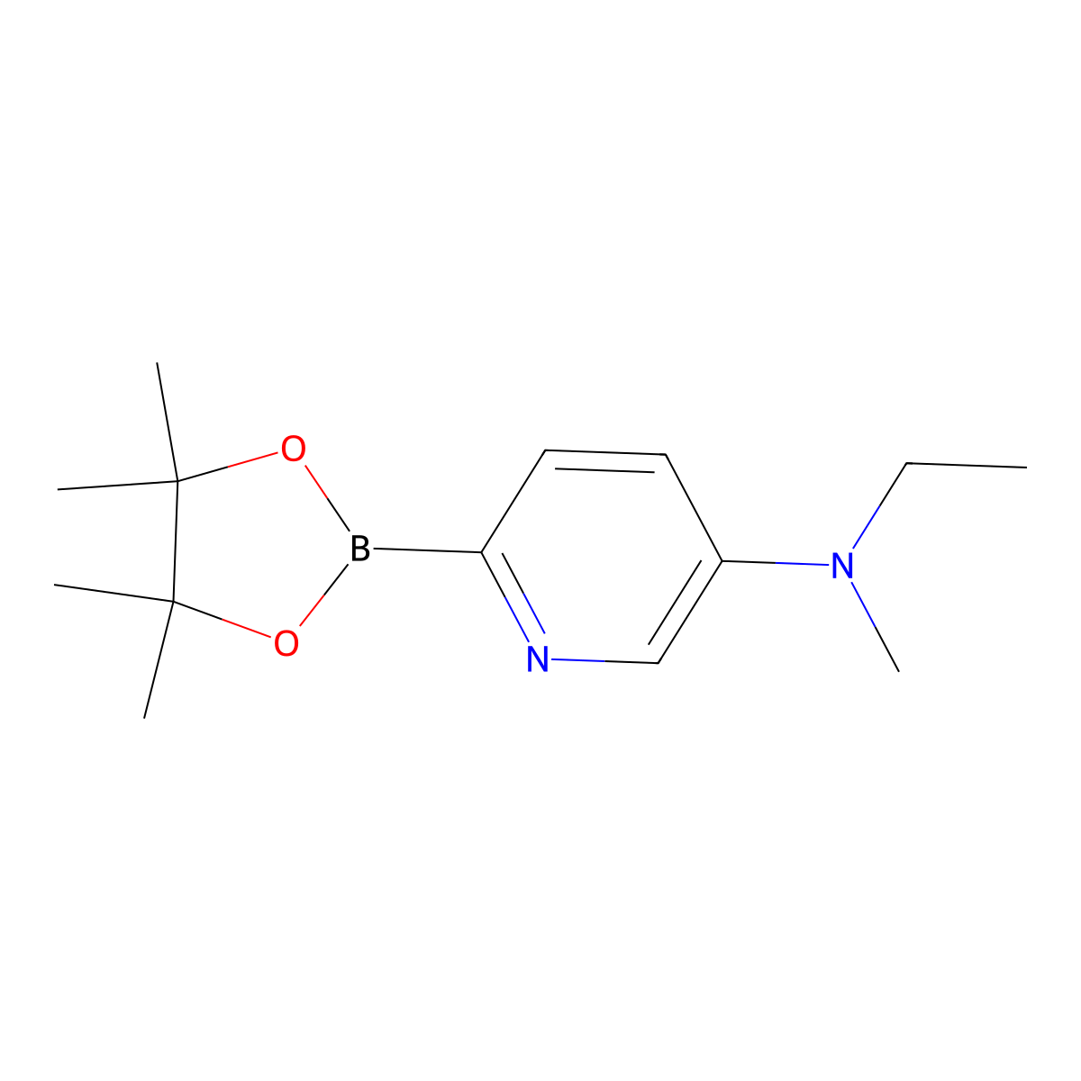 N-ethyl-N-methyl-6-(4,4,5,5-tetramethyl-1,3,2-dioxaborolan-2-yl)pyridin-3-amine molecular structure, CAS 2223006-98-0