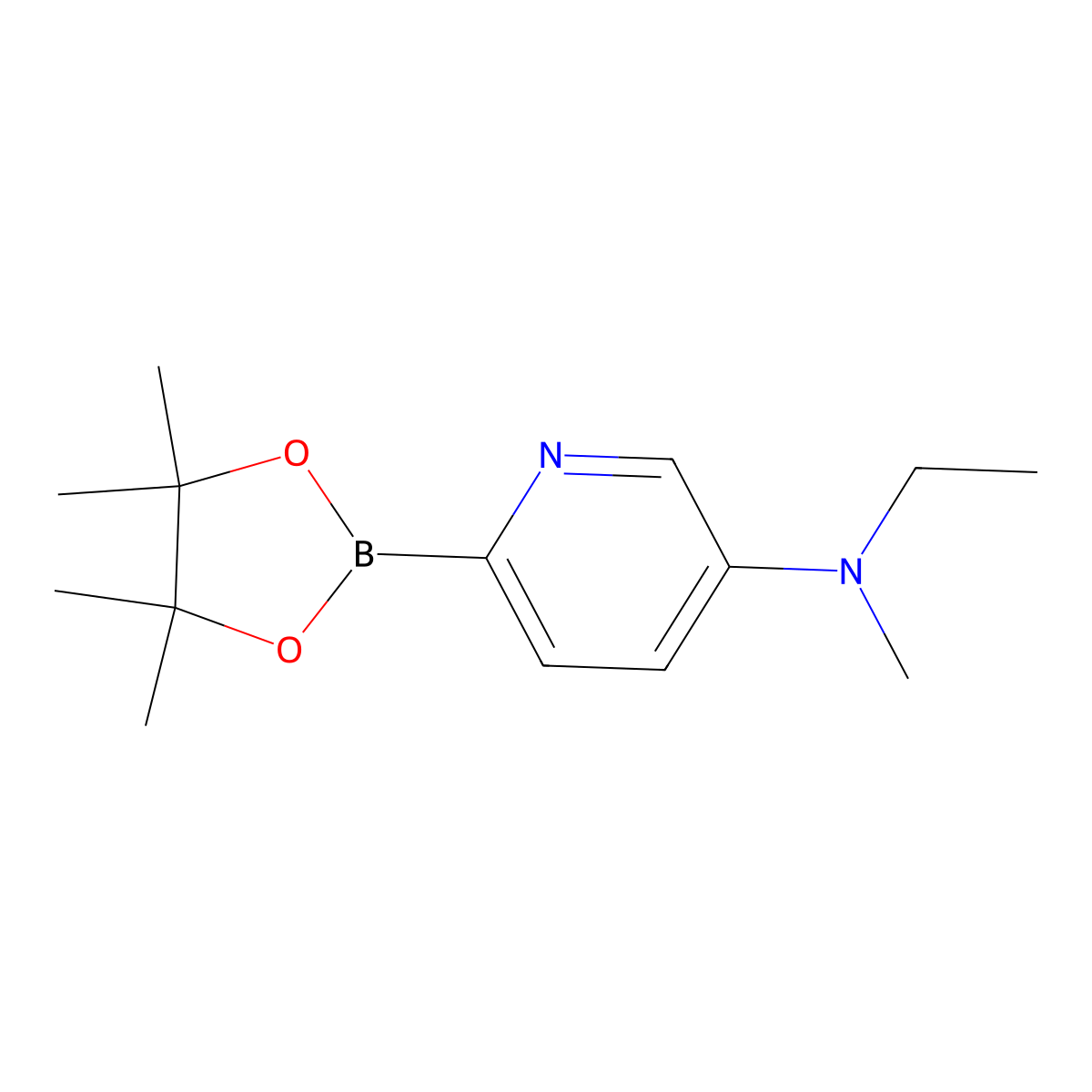 N-ethyl-N-methyl-6-(4,4,5,5-tetramethyl-1,3,2-dioxaborolan-2-yl)pyridin-3-amine molecular structure, CAS 2223006-98-0