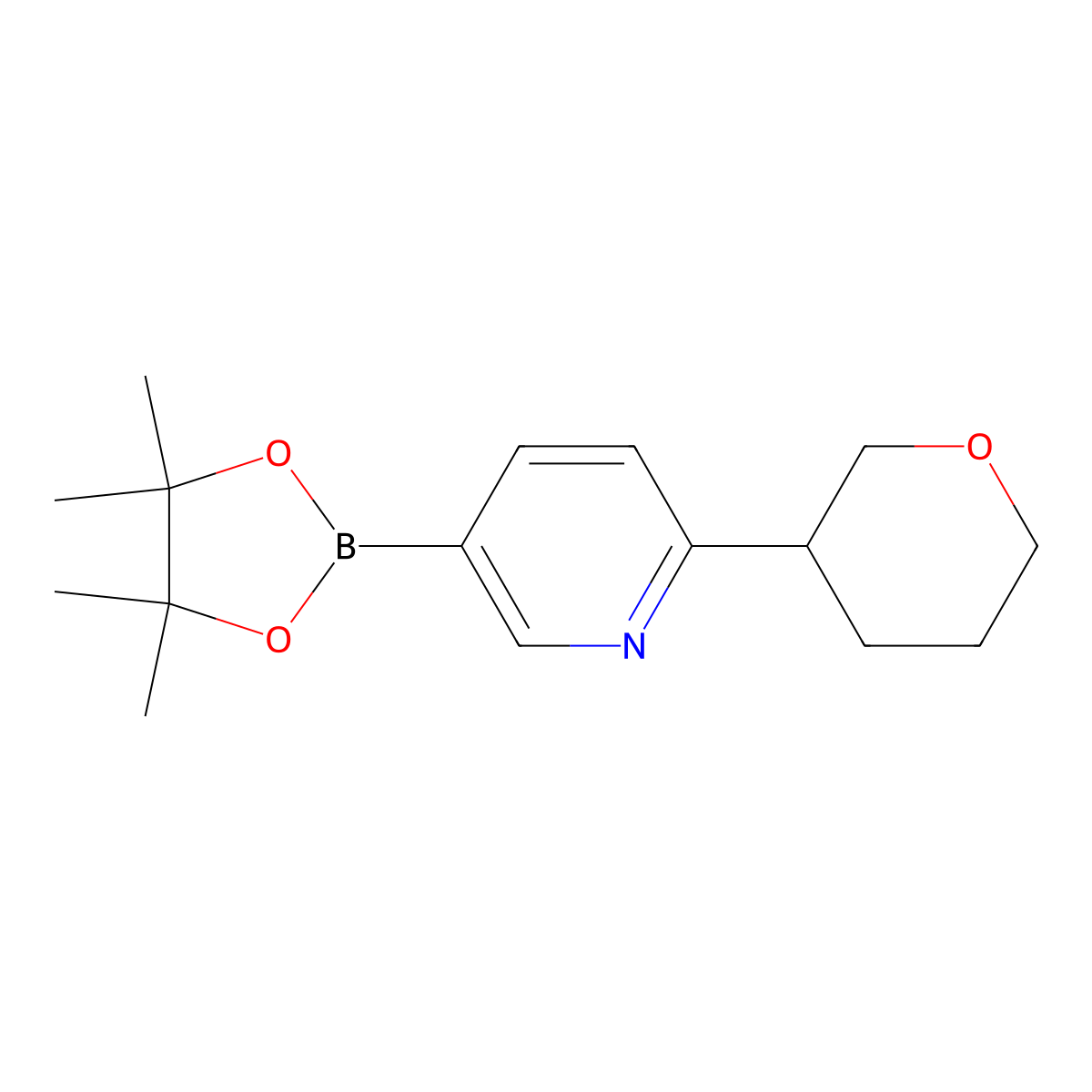 2-(Oxan-3-yl)pyridine-5-boronic acid pinacol ester molecular structure, CAS 2223007-04-1
