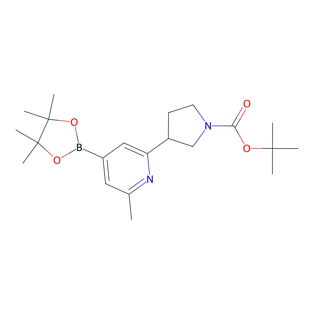 2-(1-Boc-pyrrolidin-3-yl)-6-methylpyridine-4-boronic Acid Pinacol Ester molecular structure, CAS 2223007-05-2