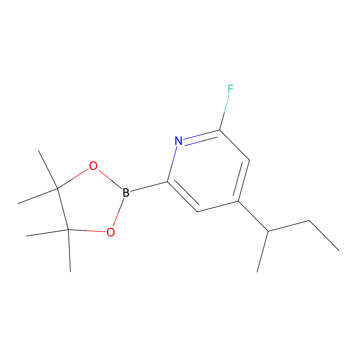 4-(sec-Butyl)-2-fluoro-6-(4,4,5,5-tetramethyl-1,3,2-dioxaborolan-2-yl)pyridine molecular structure, CAS 2223008-69-1