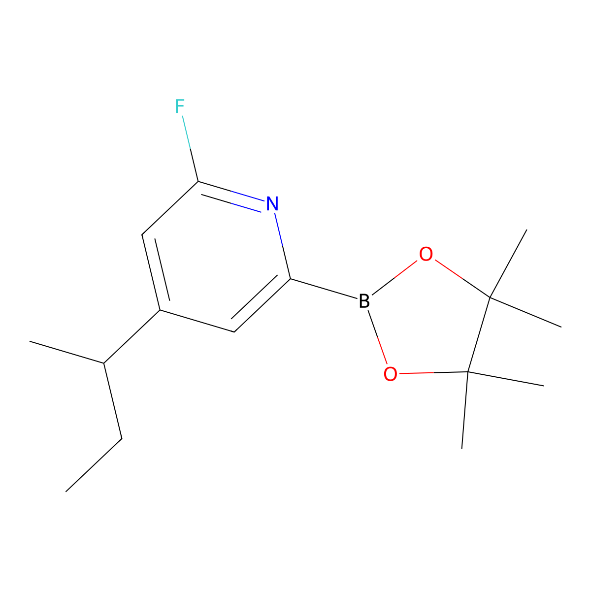 4-(sec-Butyl)-2-fluoro-6-(4,4,5,5-tetramethyl-1,3,2-dioxaborolan-2-yl)pyridine molecular structure, CAS 2223008-69-1