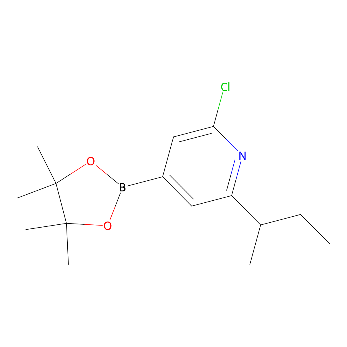 2-Chloro-6-(sec-butyl)pyridine-4-boronic acid pinacol ester molecular structure, CAS 2223008-87-3