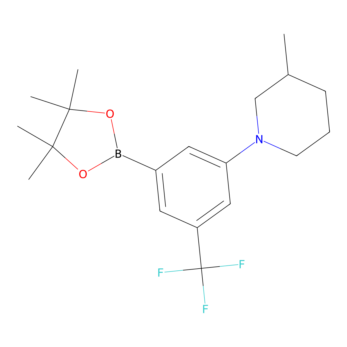 3-(Trifluoromethyl)-5-(3-methylpiperidin-1-yl)phenylboronic acid pinacol ester molecular structure, CAS 2223008-89-5