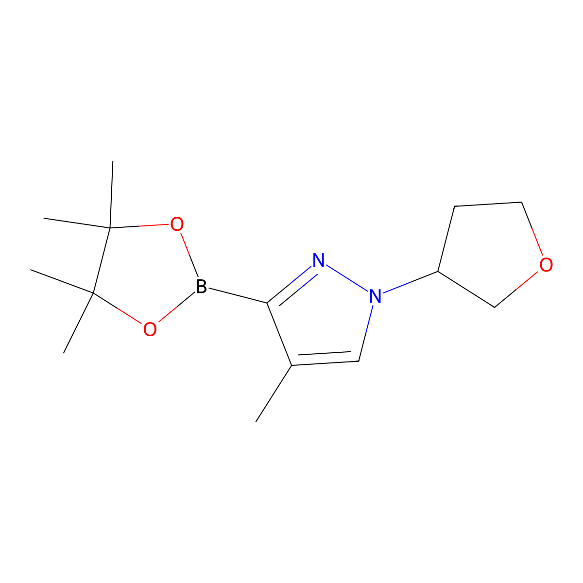 4-Methyl-1-(oxolan-3-yl)-1H-pyrazole-3-boronic acid pinacol ester molecular structure, CAS 2223008-99-7