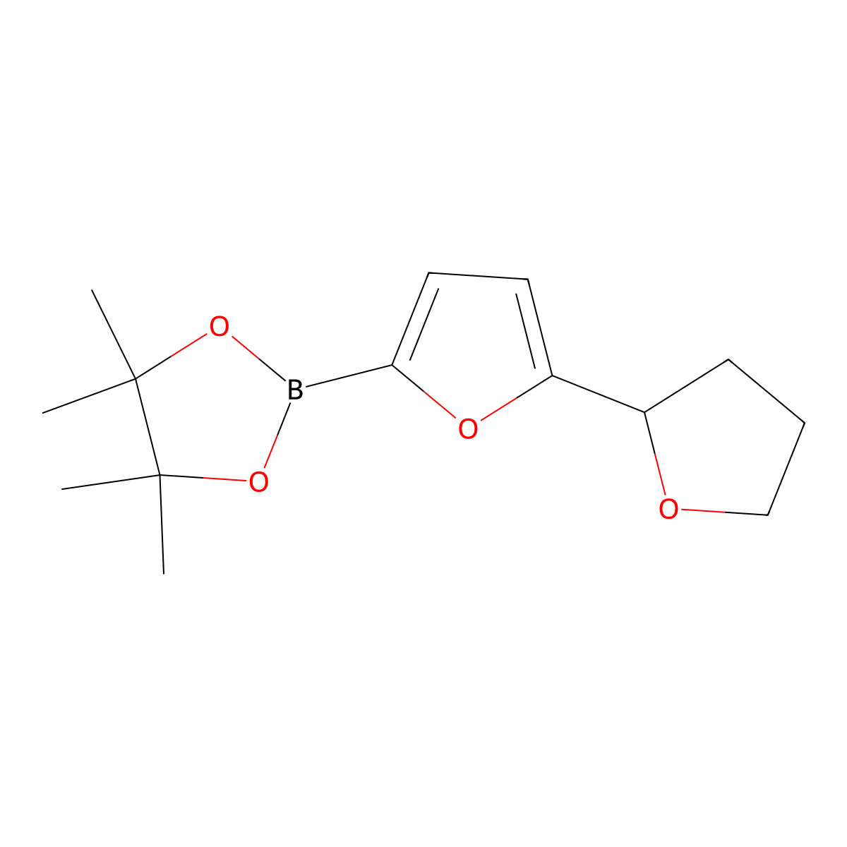 4,4,5,5-Tetramethyl-2-(2',3',4',5'-tetrahydro[2,2'-bifuran]-5-yl)-1,3,2-dioxaborolane molecular structure, CAS 2223009-16-1