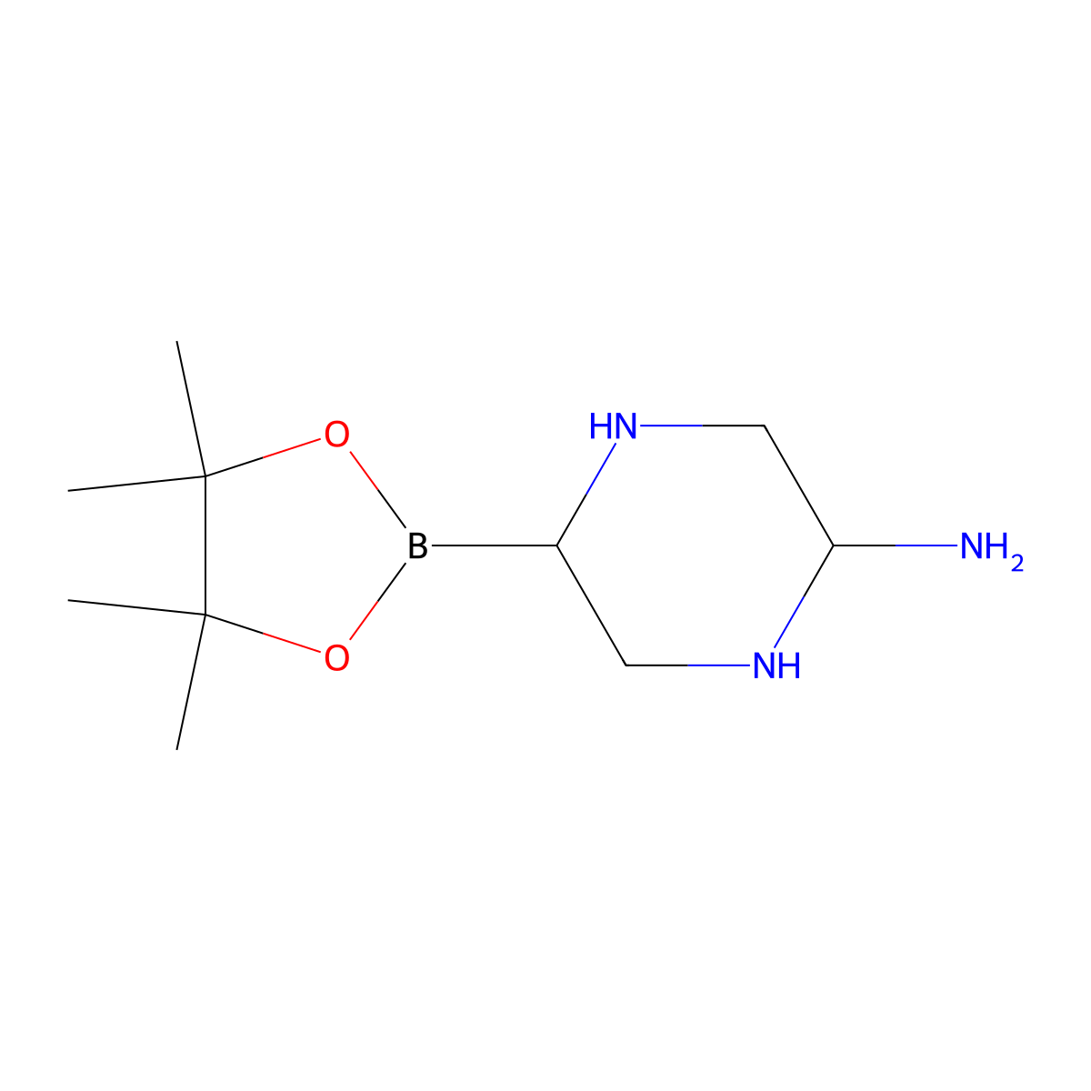 5-Aminopiperazine-2-boronic acid pinacol ester molecular structure, CAS 2223009-22-9