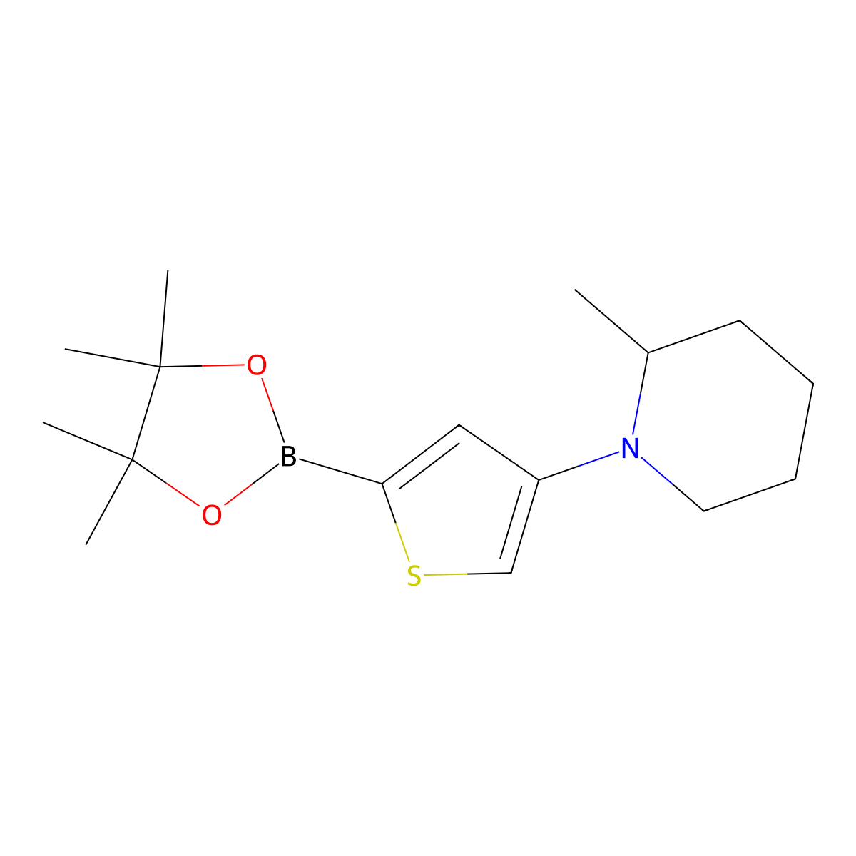 4-(2-Methylpiperidin-1-yl)thiophene-2-boronic acid pinacol ester molecular structure, CAS 2223009-25-2