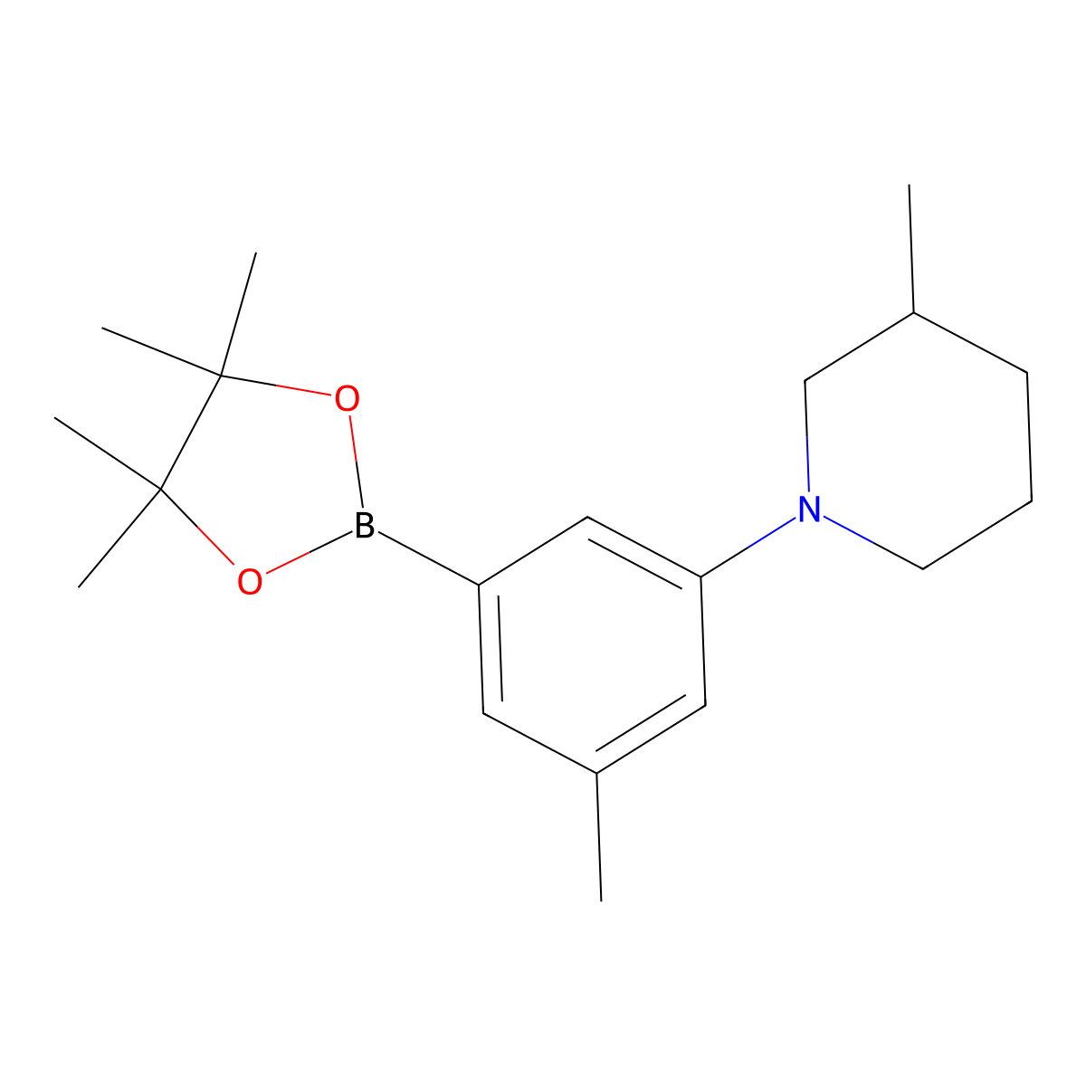 3-Methyl-5-(3-methylpiperidin-1-yl)phenylboronic acid pinacol ester molecular structure, CAS 2223009-26-3