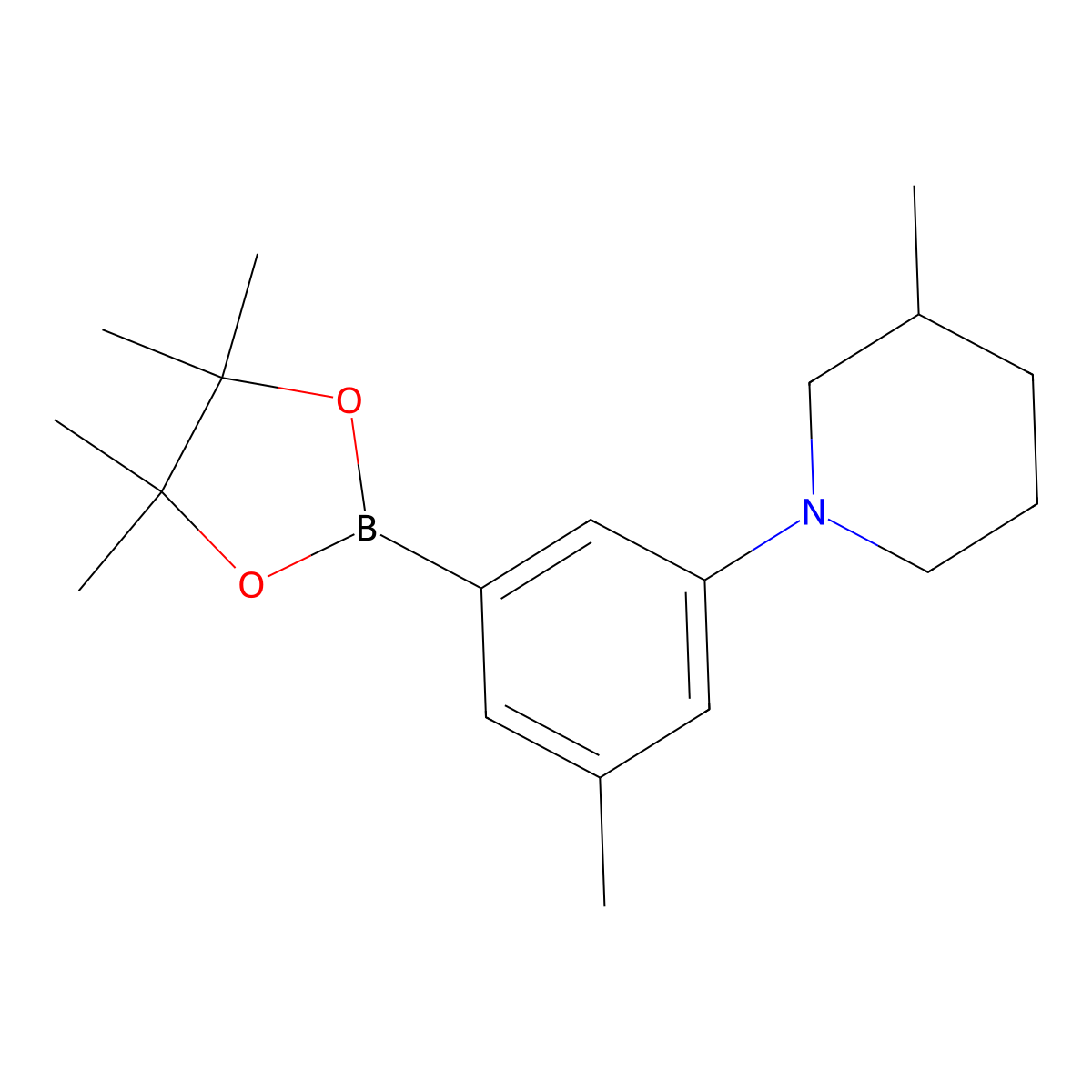3-Methyl-5-(3-methylpiperidin-1-yl)phenylboronic acid pinacol ester molecular structure, CAS 2223009-26-3