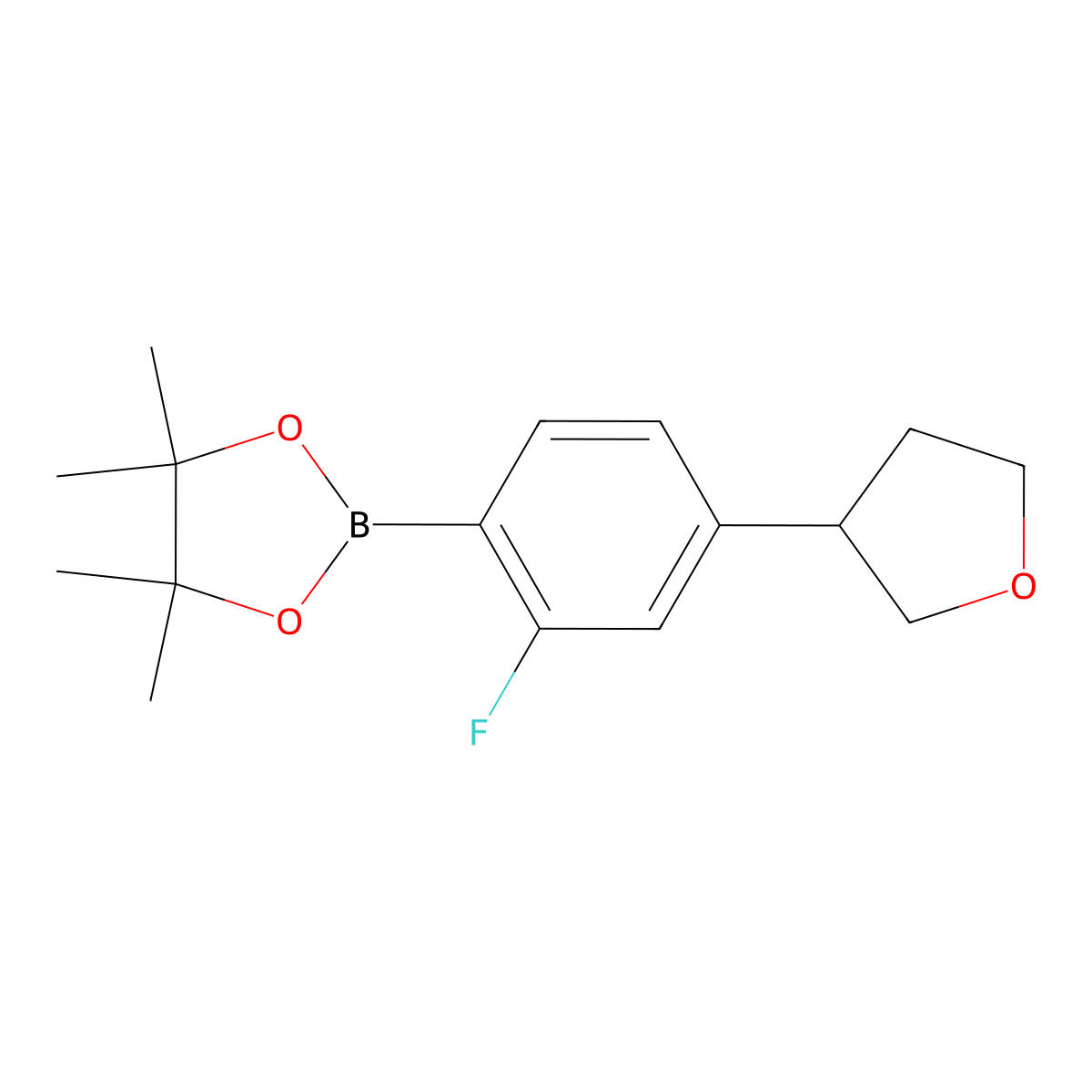 2-(2-Fluoro-4-(tetrahydrofuran-3-YL)phenyl)-4,4,5,5-tetramethyl-1,3,2-dioxaborolane molecular structure, CAS 2223009-30-9