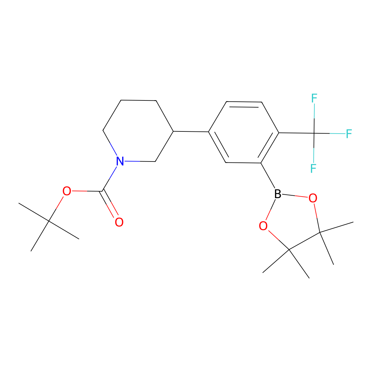 2-Trifluoromethyl-5-(N-Boc-piperidin-3-yl)phenylboronic acid pinacol ester molecular structure, CAS 2223009-33-2