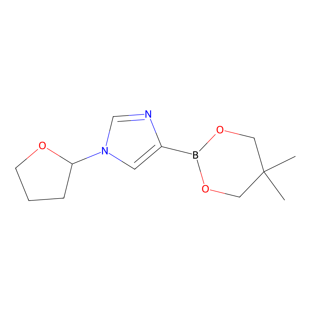 N-(Oxolan-2-yl)imidazole-4-boronic acid neopentylglycol ester molecular structure, CAS 2223009-34-3
