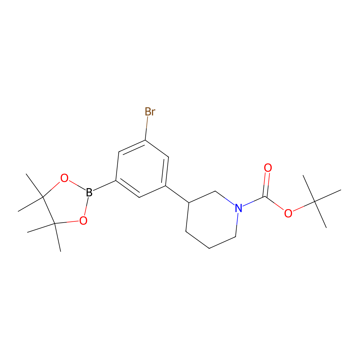 3-(N-Boc-Piperidin-3-yl)-5-bromophenylboronic acid pinacol ester molecular structure, CAS 2223009-35-4