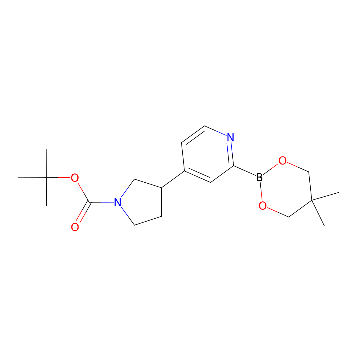 4-(N-Boc-pyrrolidin-3-yl)pyridine-2-boronic acid neopentylglycol ester molecular structure, CAS 2223009-36-5