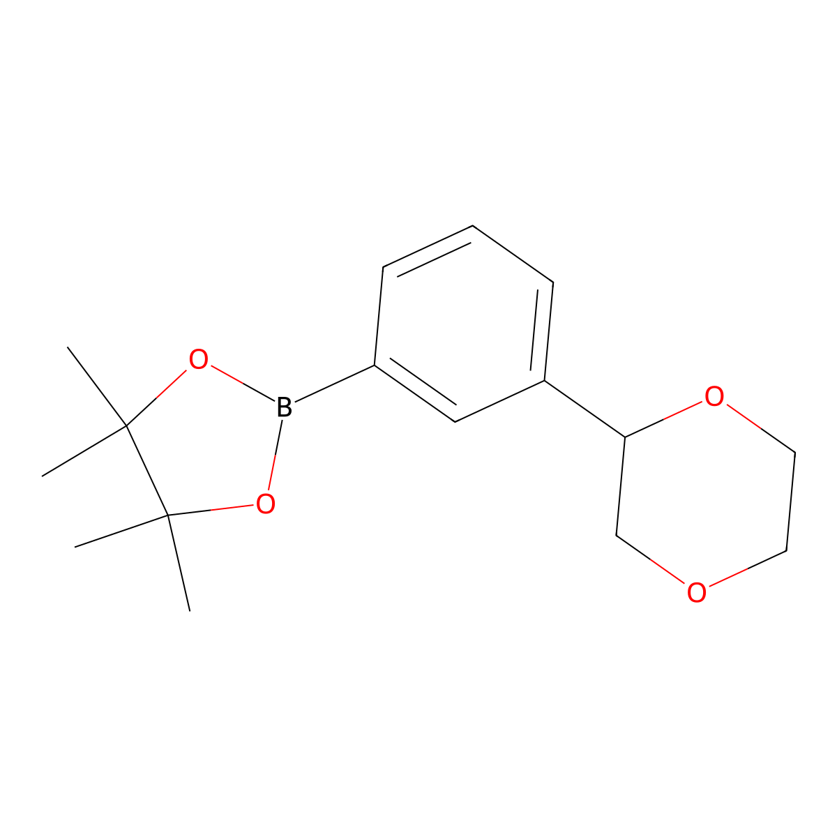 2-(3-(1,4-Dioxan-2-yl)phenyl)-4,4,5,5-tetramethyl-1,3,2-dioxaborolane molecular structure, CAS 2223009-38-7