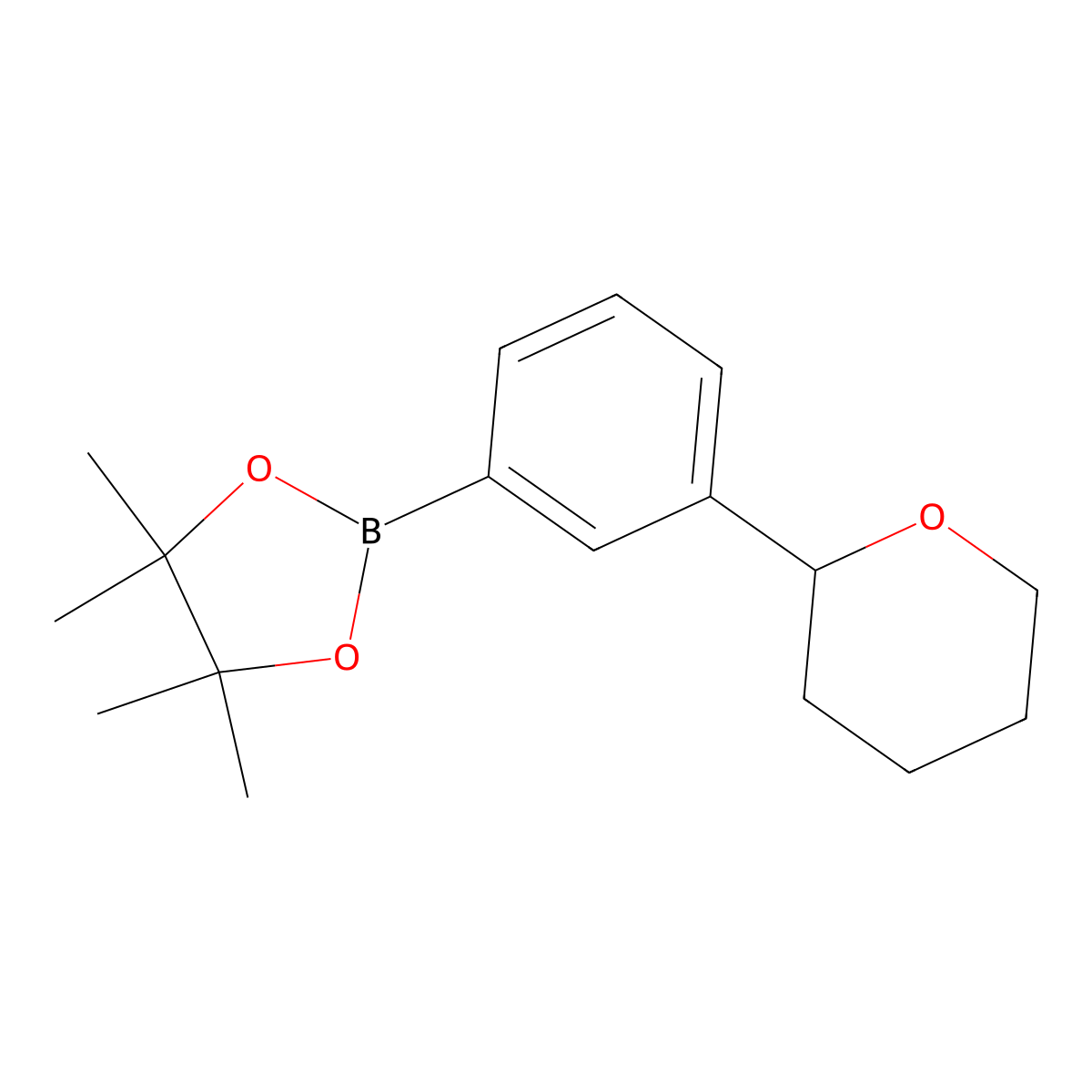 4,4,5,5-Tetramethyl-2-[3-(oxan-2-yl)phenyl]-1,3,2-dioxaborolane molecular structure, CAS 2223009-42-3