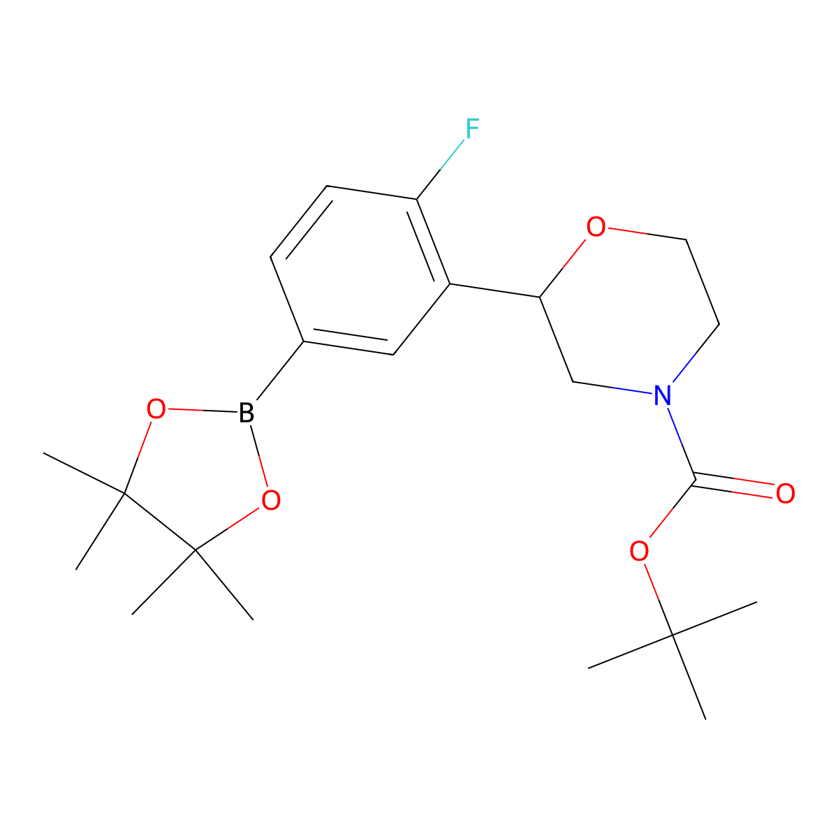 Tert-butyl 2-(2-fluoro-5-(4,4,5,5-tetramethyl-1,3,2-dioxaborolan-2-yl)phenyl)morpholine-4-carboxylate molecular structure, CAS 2223009-46-7