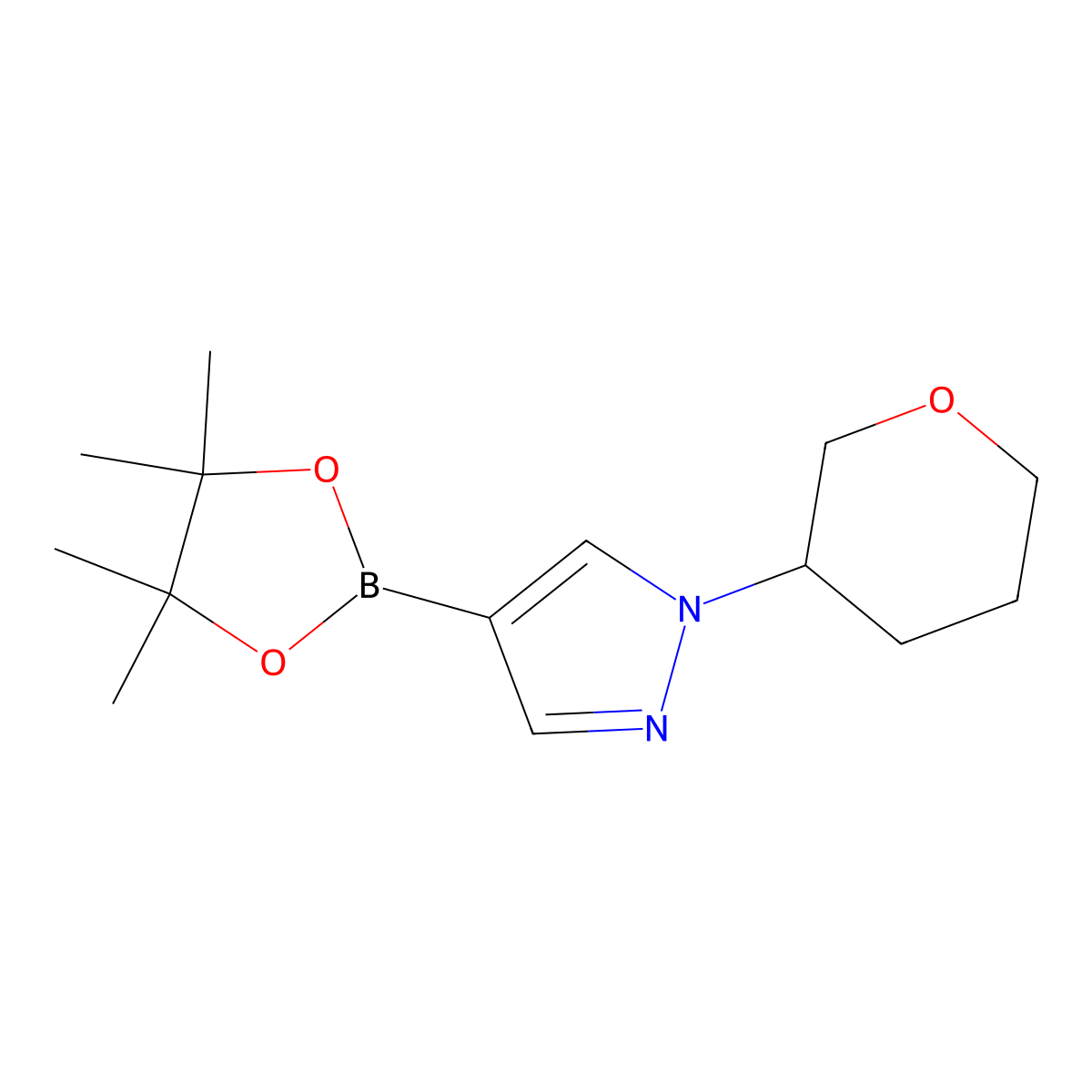 1-(Oxan-3-yl)-4-(tetramethyl-1,3,2-dioxaborolan-2-yl)-1H-pyrazole molecular structure, CAS 2223009-52-5