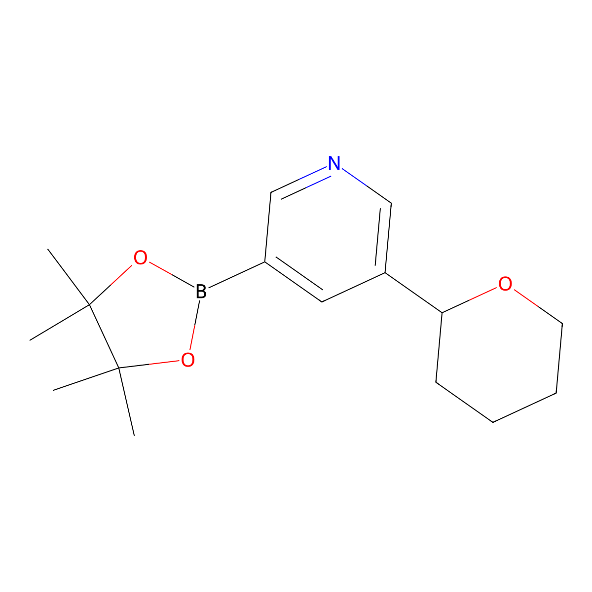 5-(Oxan-2-yl)pyridine-3-boronic acid pinacol ester molecular structure, CAS 2223009-54-7